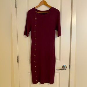 RW&CO Purple Midi Knit Sheath Dress with button accents Size XL NWT